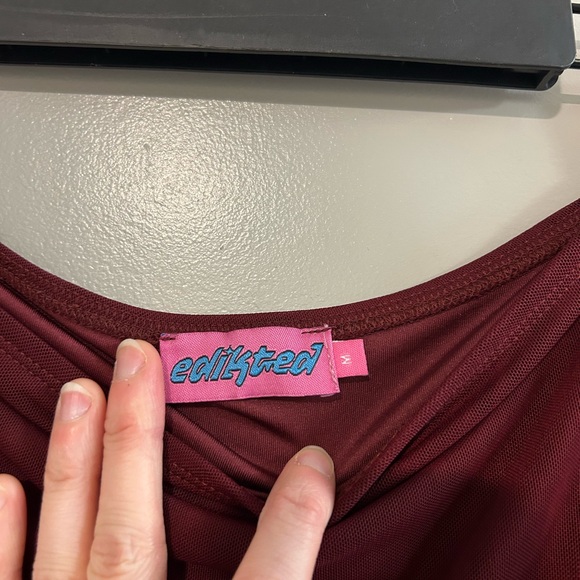 Edikted Deep Red Mini Skirt - Picture 2 of 3